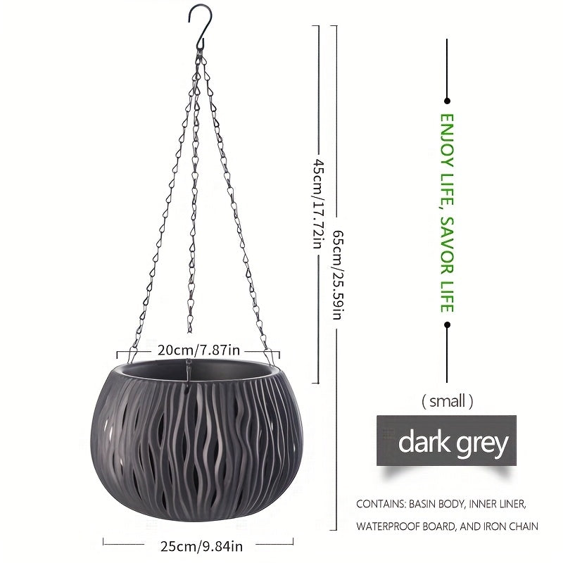 Cache-pot suspendu ajouré Ø 22 cm avec chaîne - 4 coloris