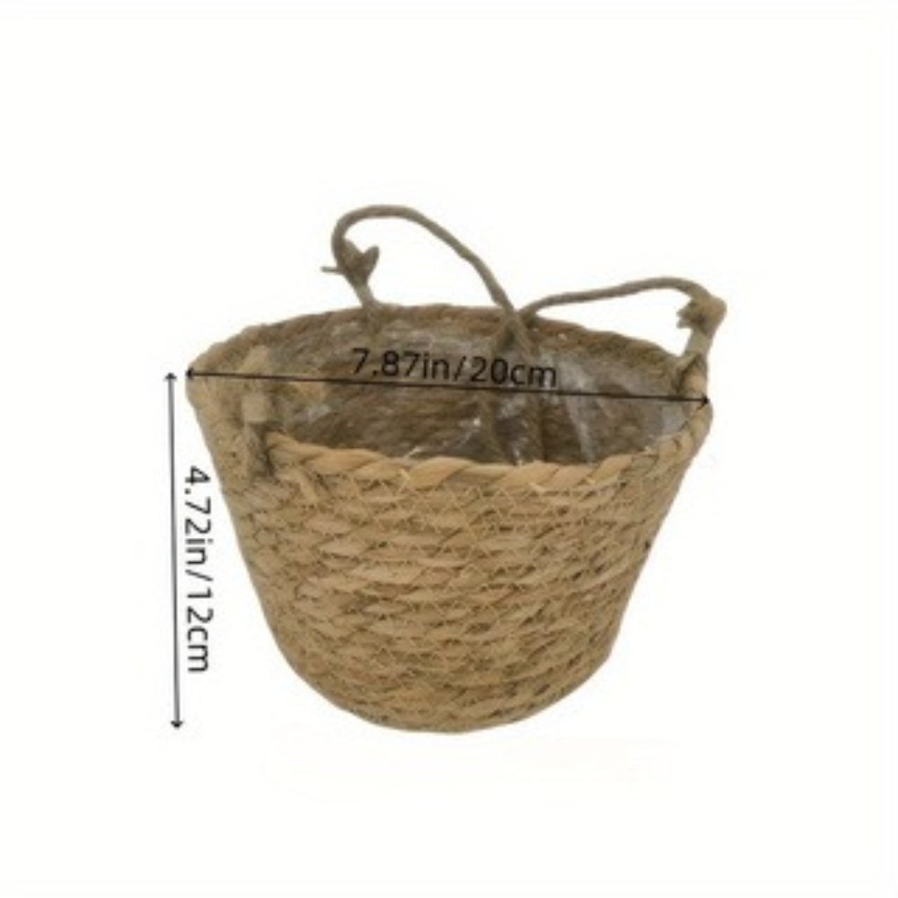 Cache-pot suspendu en corde de jute tressée Ø 20 cm, lot de 2