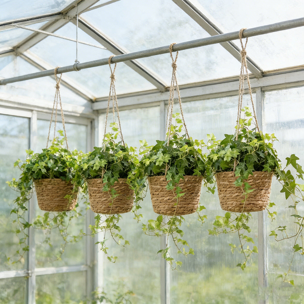 Cache-pot suspendu tressé Ø 20 cm en fibre naturelle - Lot de 2