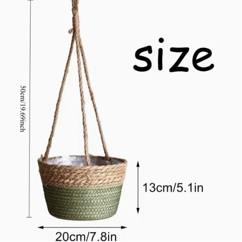 Cache-pot suspendu bicolore en jute naturel Ø 20 cm, lot de 2