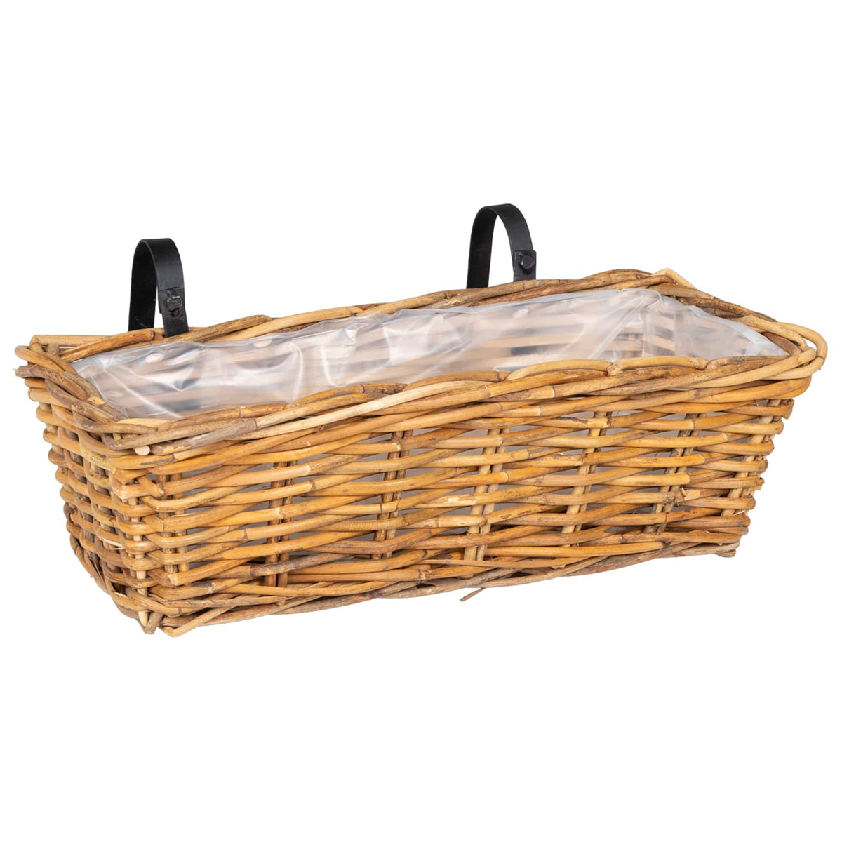 Cache-pot suspendu en osier tressé 48 cm, lot de 2 paniers