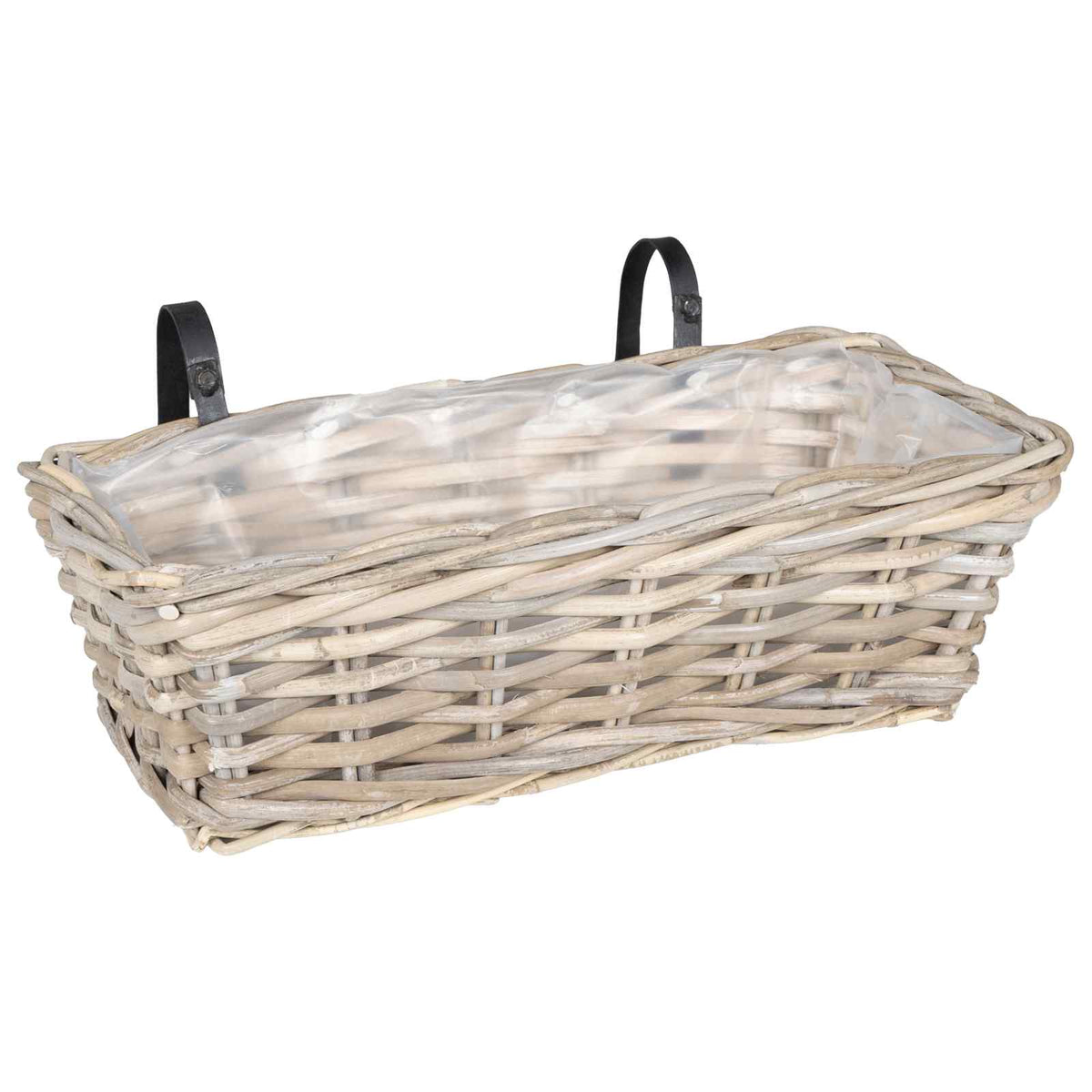 Cache-pot suspendu en osier tressé 48 cm, lot de 2 paniers