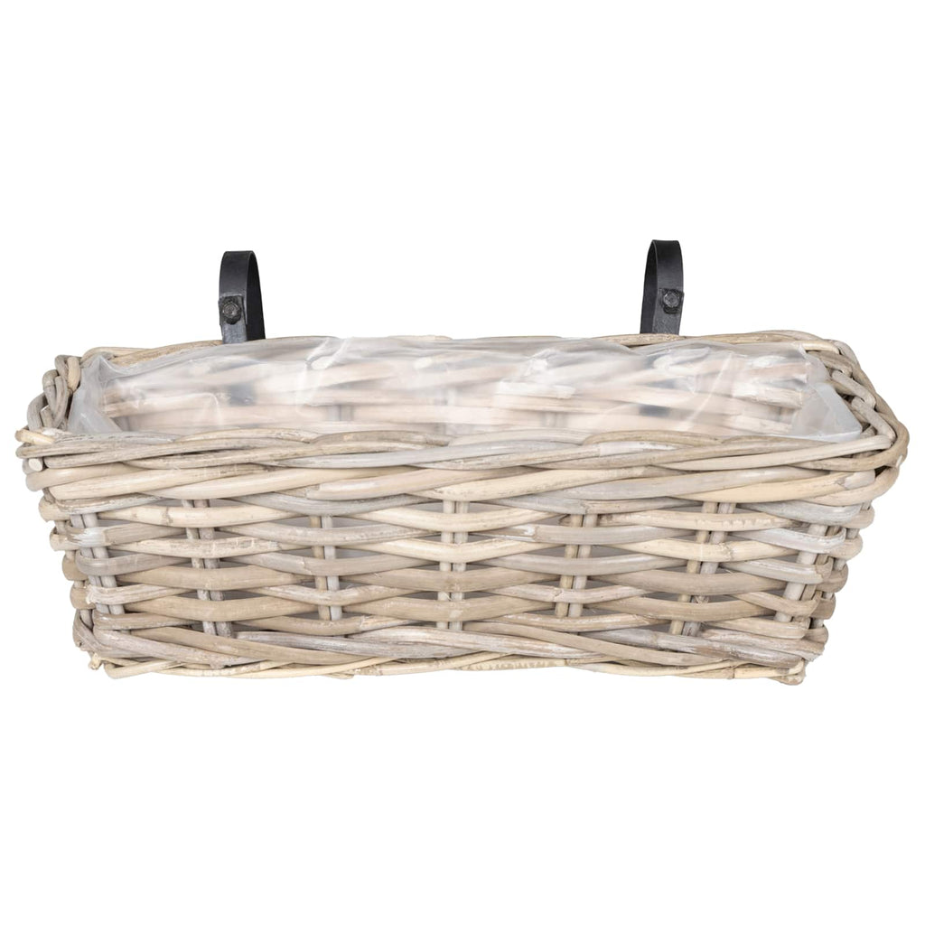 Cache-pot suspendu en osier tressé 48 cm, lot de 2 paniers