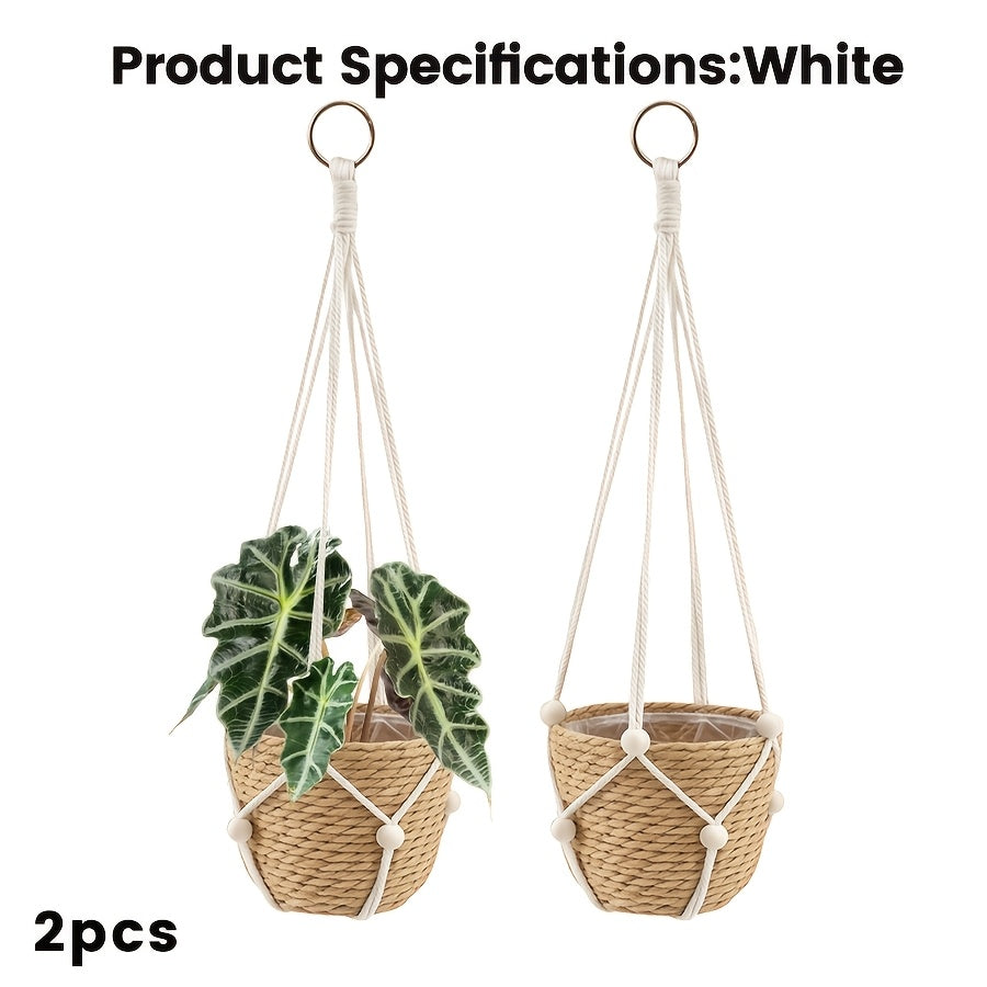 2 sacs en maille blanche + ensemble de 2 pots de fleurs