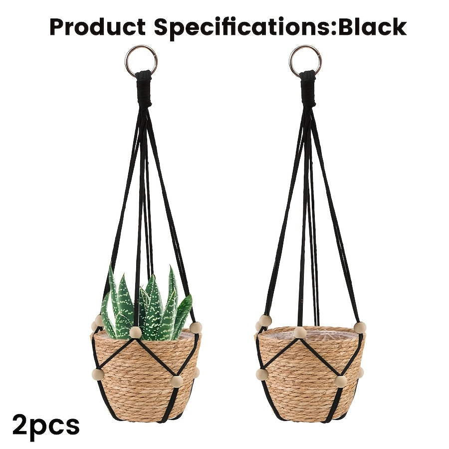 2 sacs en maille noirs + ensemble de 2 pots de fleurs