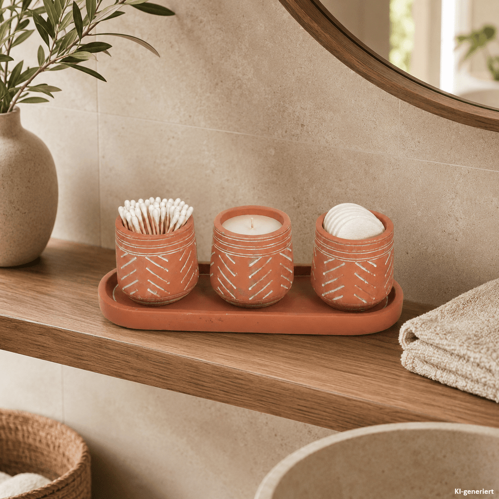 Cache-pot terre cuite Ø 7 cm avec plateau, lot de 4 pièces