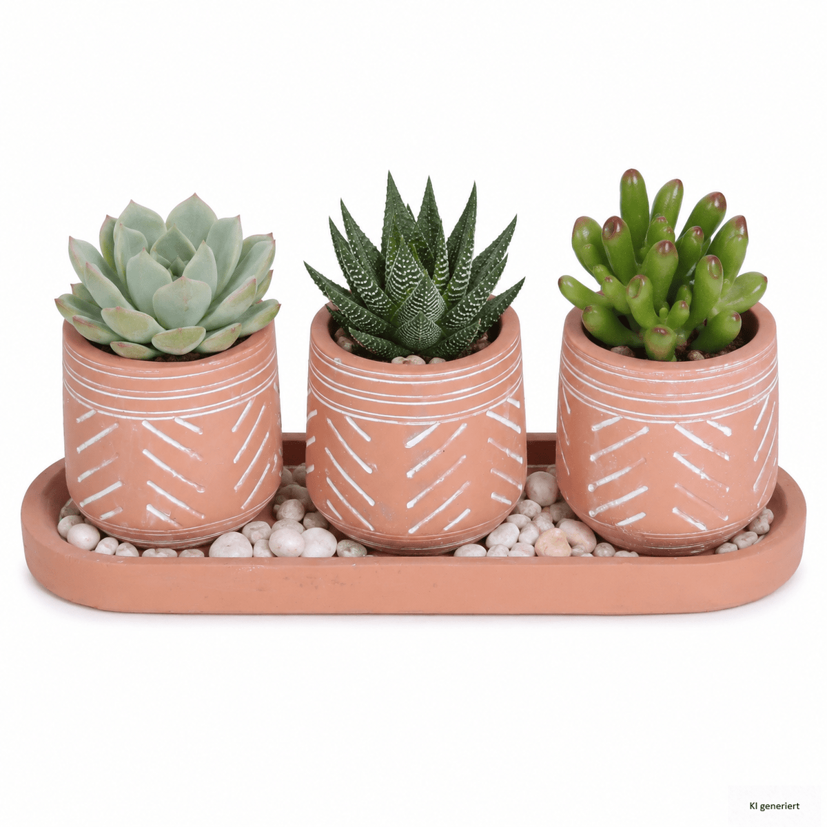 Cache-pot terre cuite Ø 7 cm avec plateau, lot de 4 pièces