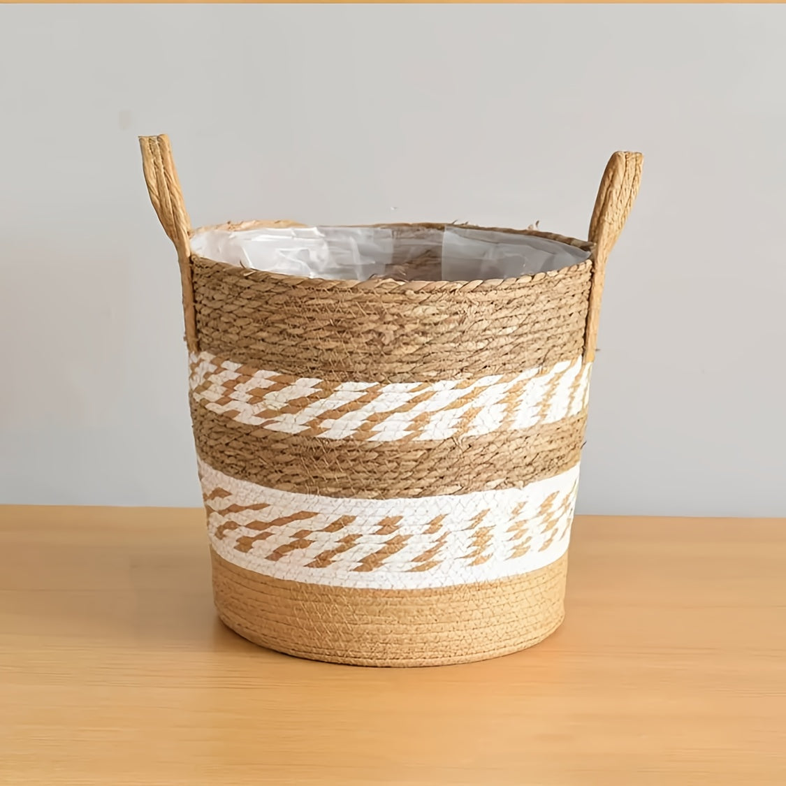 Cache-pot tressé lot de 2 naturel Ø 31 et Ø 26 cm à anses