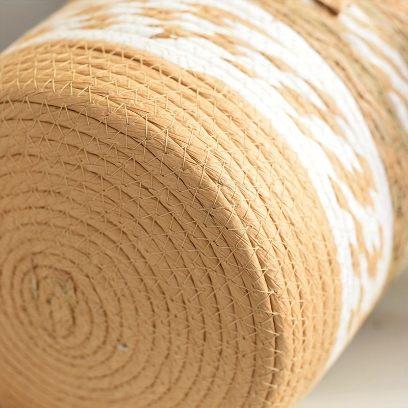Cache-pot tressé lot de 2 naturel Ø 31 et Ø 26 cm à anses