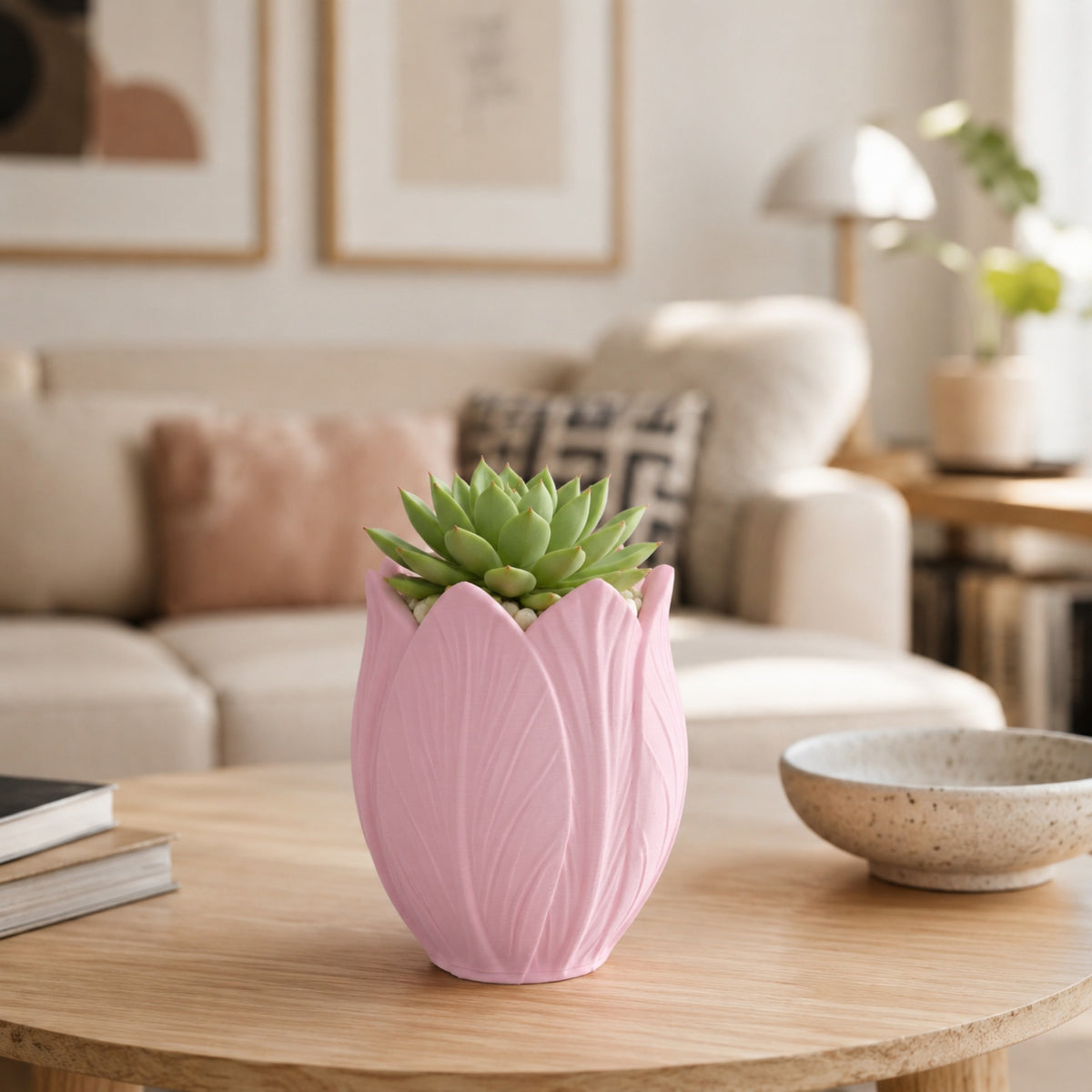 Cache-pot tulipe rose Ø 8 cm — mini pot pour succulente