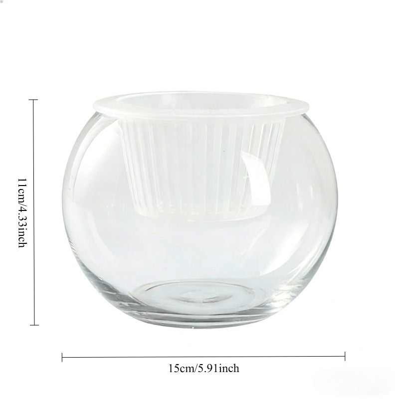 Cache-pot en verre transparent Ø 15 cm pour culture hydroponique