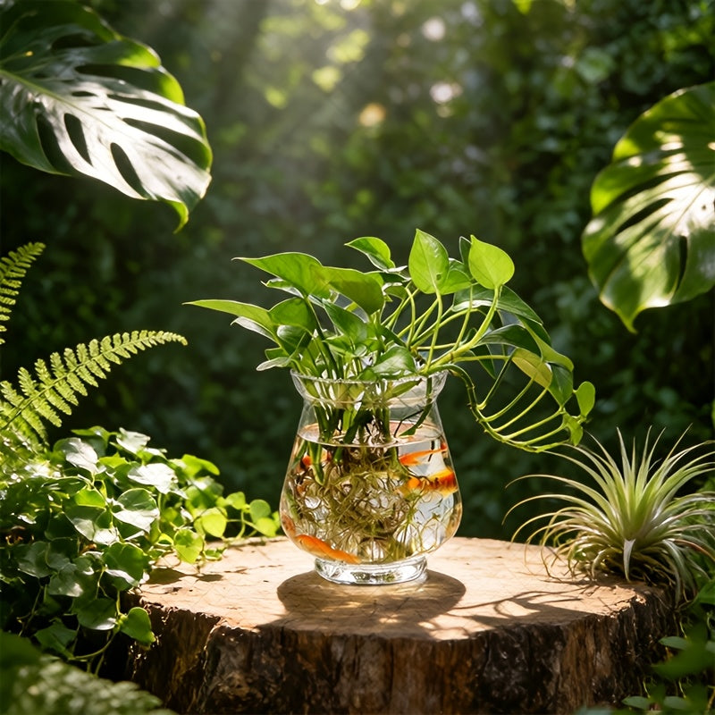 Cache-pot en verre transparent Ø 11 cm pour bouture en eau