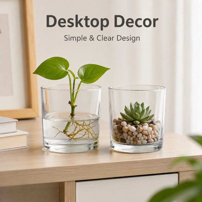Cache-pot en verre transparent Ø 10 cm — lot de 2 minis