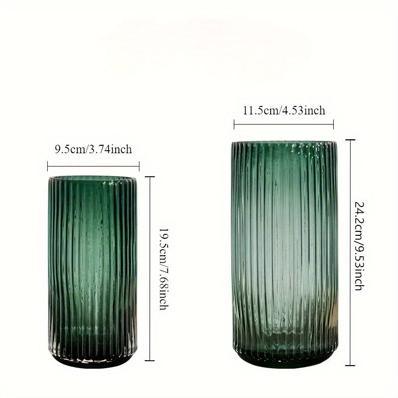 Cache-pot en verre vert strié — mini vase rétro Ø 10 ou 12 cm