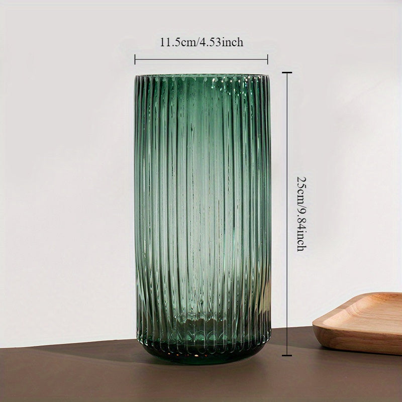 Cache-pot en verre vert strié — mini vase rétro Ø 10 ou 12 cm