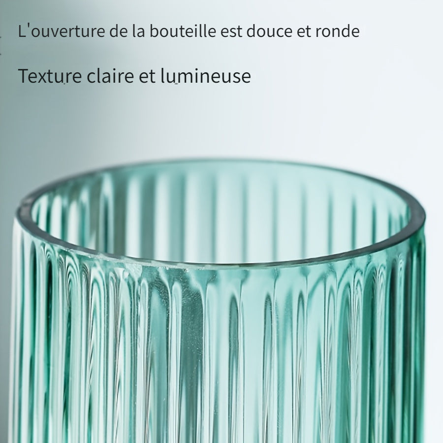 Cache-pot en verre vert strié — mini vase rétro Ø 10 ou 12 cm