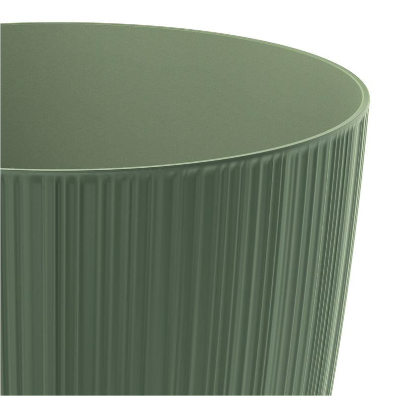 Cache-pot vert cannelé Ø 15 cm pour intérieur et terrasse