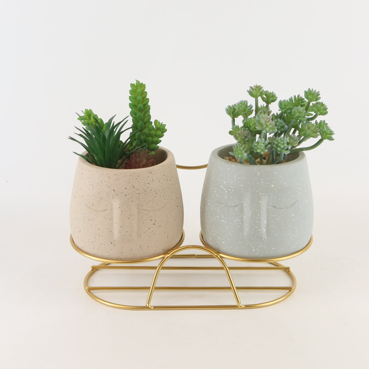 Cache-pot visage en béton Ø 11 cm, style nordique épuré