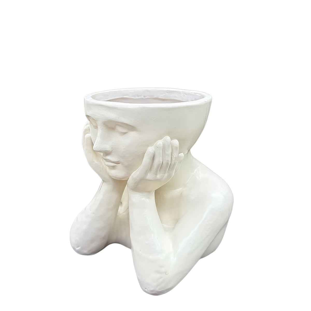 Cache-pot visage méditant en résine — petit format, 4 coloris