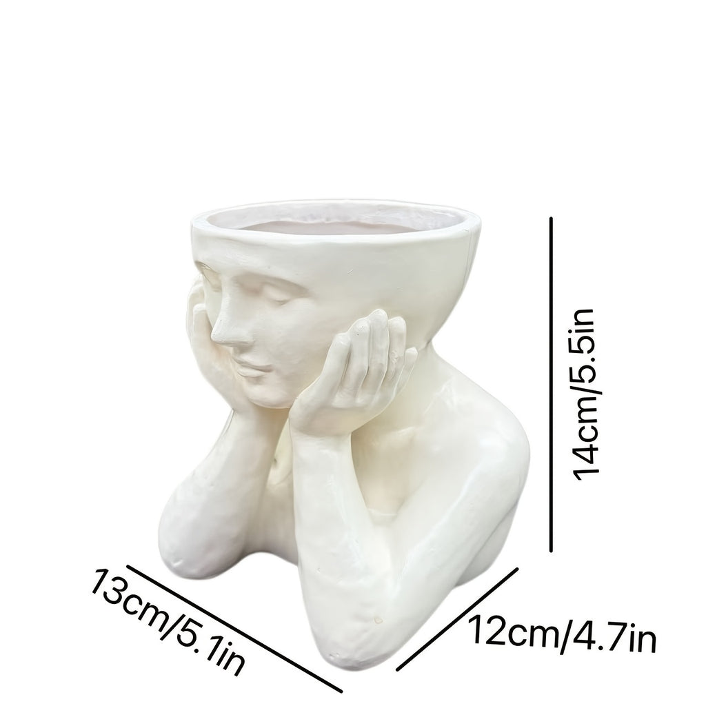 Cache-pot visage méditant en résine — petit format, 4 coloris