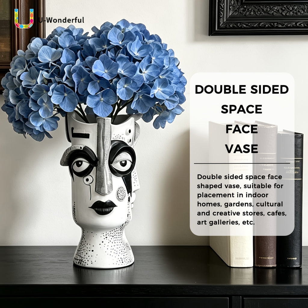 Cache-pot visage sculptural en résine — déco art moderne