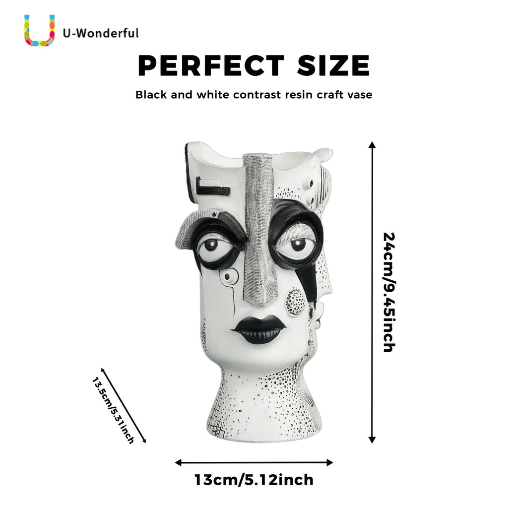 Cache-pot visage sculptural en résine — déco art moderne