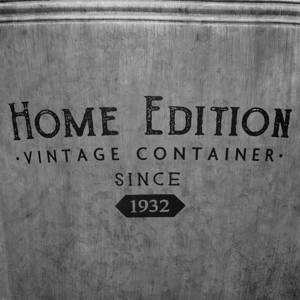 Cache-pot zinc gris H 48 cm - patine vintage et anses corde