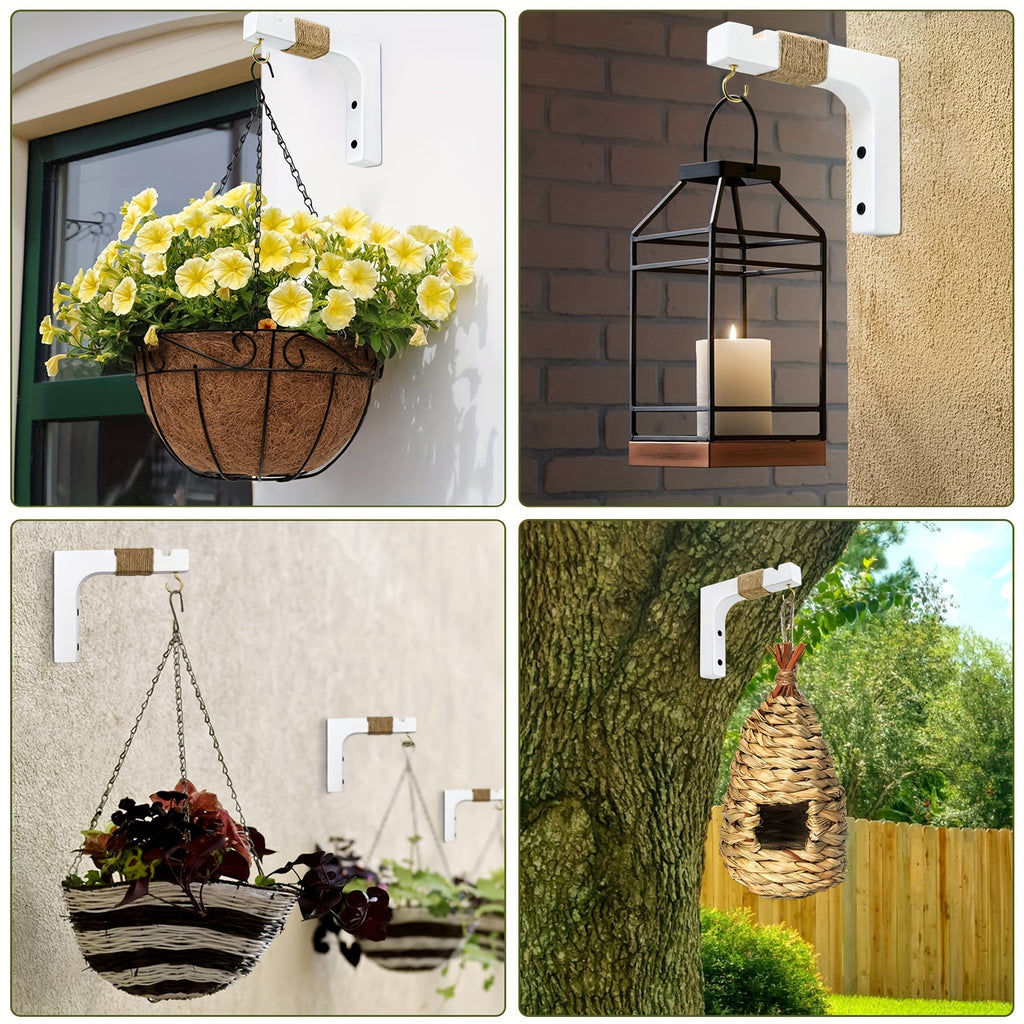 Crochet mural en bois pour pot de fleur suspendu, lot de 2