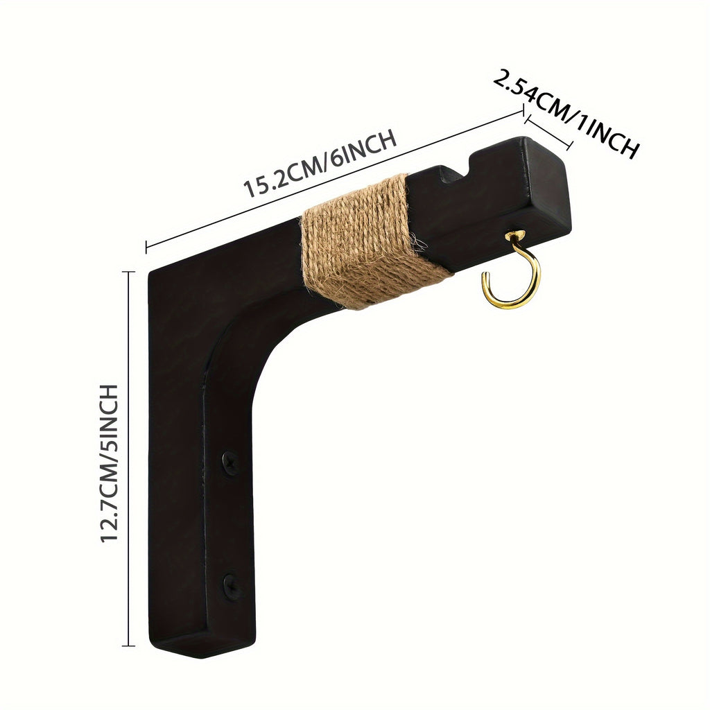 Crochet mural en bois pour pot de fleur suspendu, lot de 2