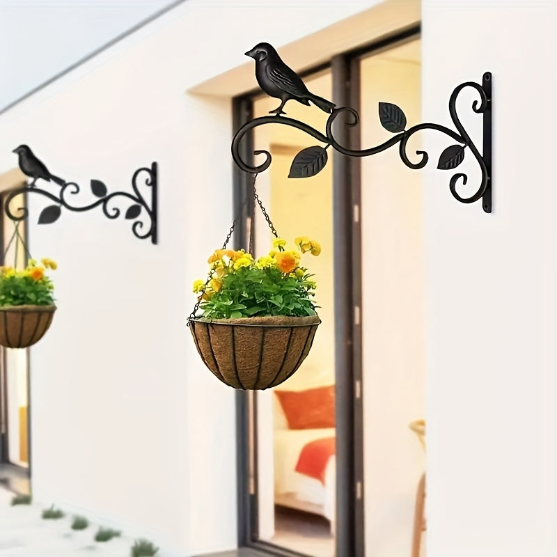 Crochet mural en fer motif oiseau – lot de 2, noir 25 cm