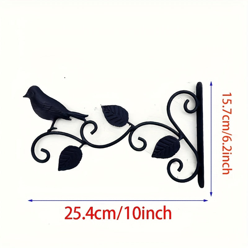 Crochet mural en fer motif oiseau – lot de 2, noir 25 cm