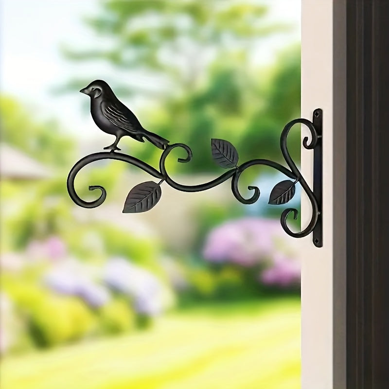 Crochet mural en fer motif oiseau – lot de 2, noir 25 cm