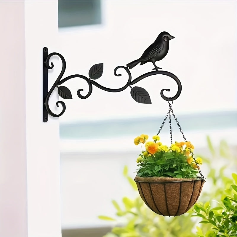 Crochet mural en fer motif oiseau – lot de 2, noir 25 cm