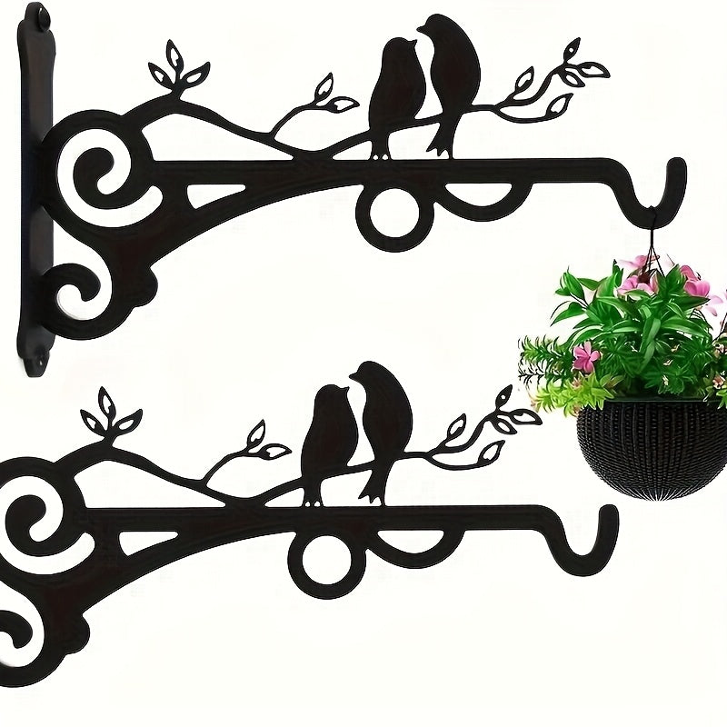 Crochet mural en métal motif oiseaux — lot de 4, avancée 20 cm