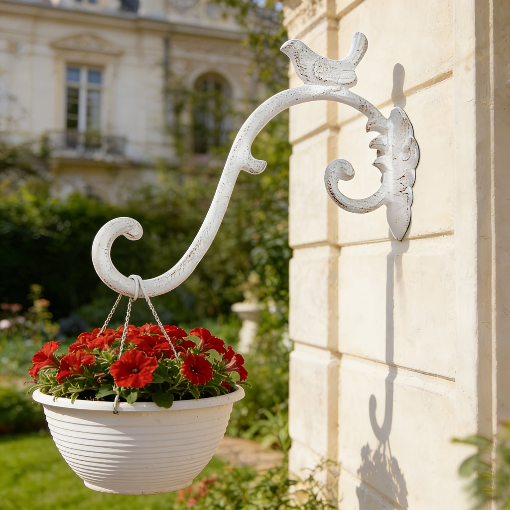 Crochet mural pour pot de fleur en fonte, oiseau, 3 coloris