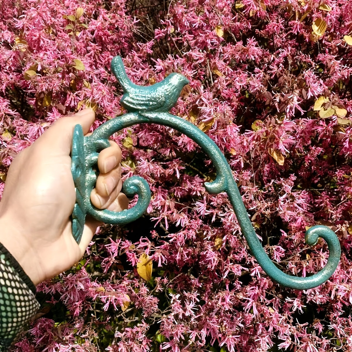 Crochet mural pour pot de fleur en fonte, oiseau, 3 coloris