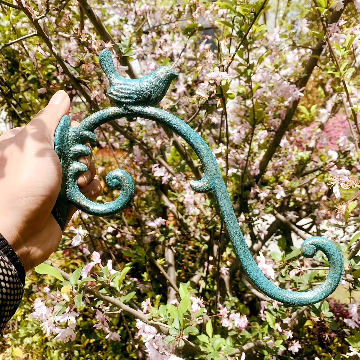 Crochet mural pour pot de fleur en fonte, oiseau, 3 coloris