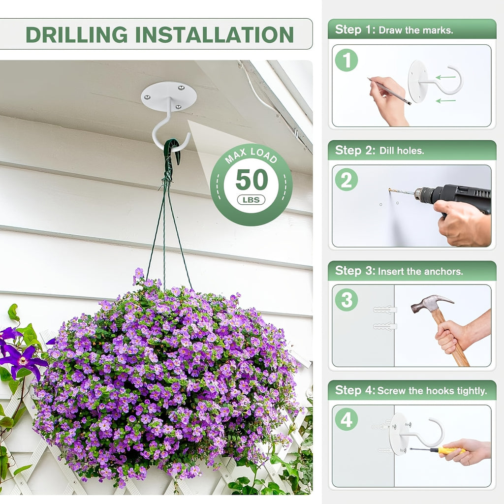 Crochet de plafond en métal pour plante suspendue – lot de 3