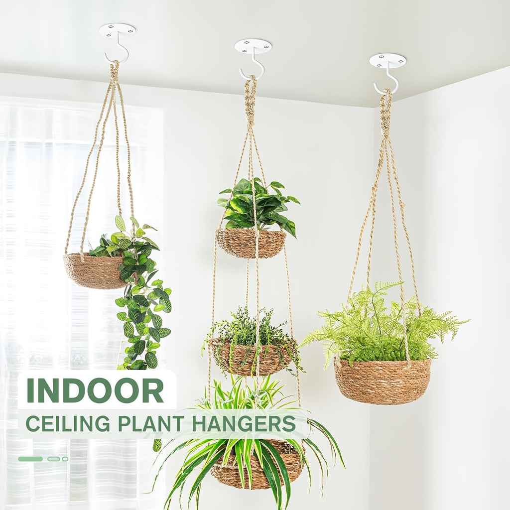 Crochet de plafond en métal pour plante suspendue – lot de 3