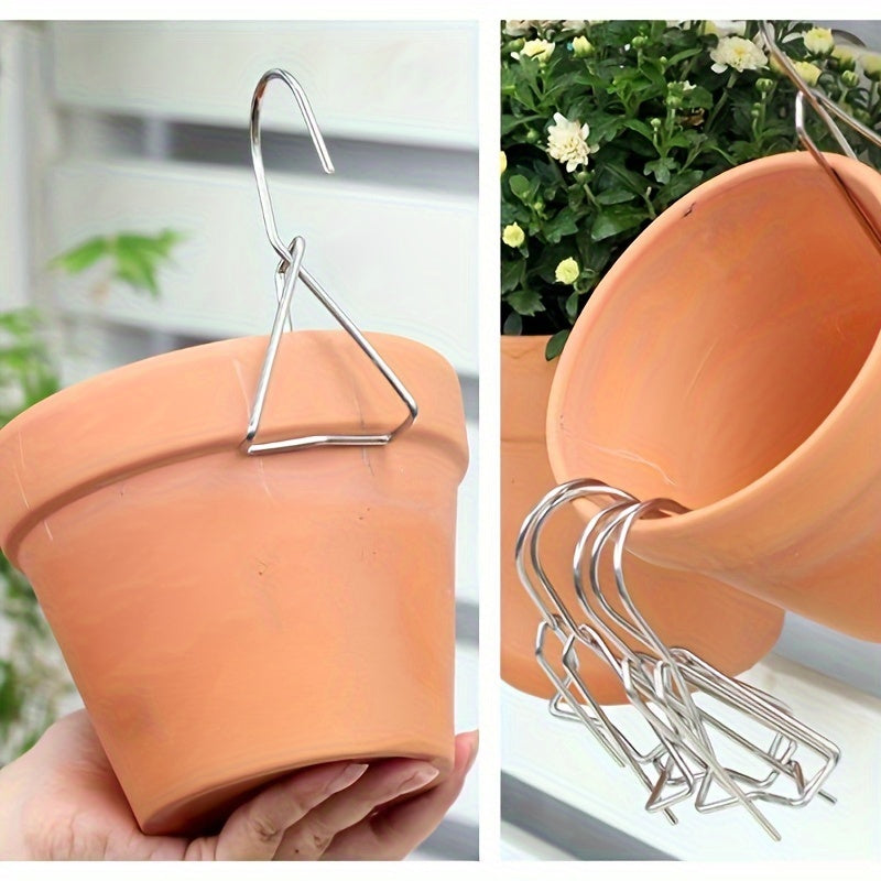 Crochet de suspension inox pour pot de fleur — lot de 4 ou 10