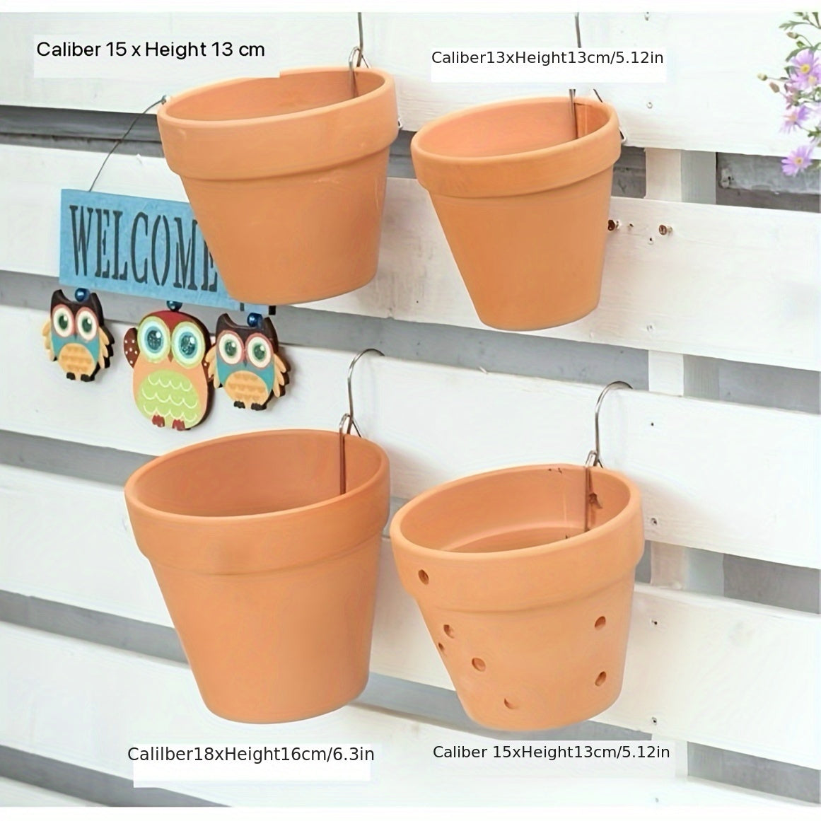 Crochet de suspension inox pour pot de fleur — lot de 4 ou 10