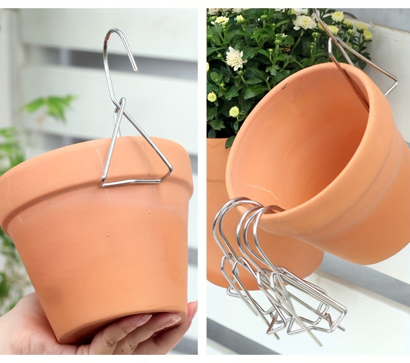 Crochet de suspension inox pour pot de fleur — lot de 4 ou 10