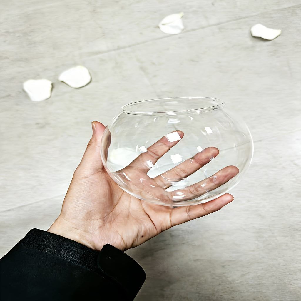 Pot de fleur en verre, culture hydroponique, transparent — détail de la matière : verre