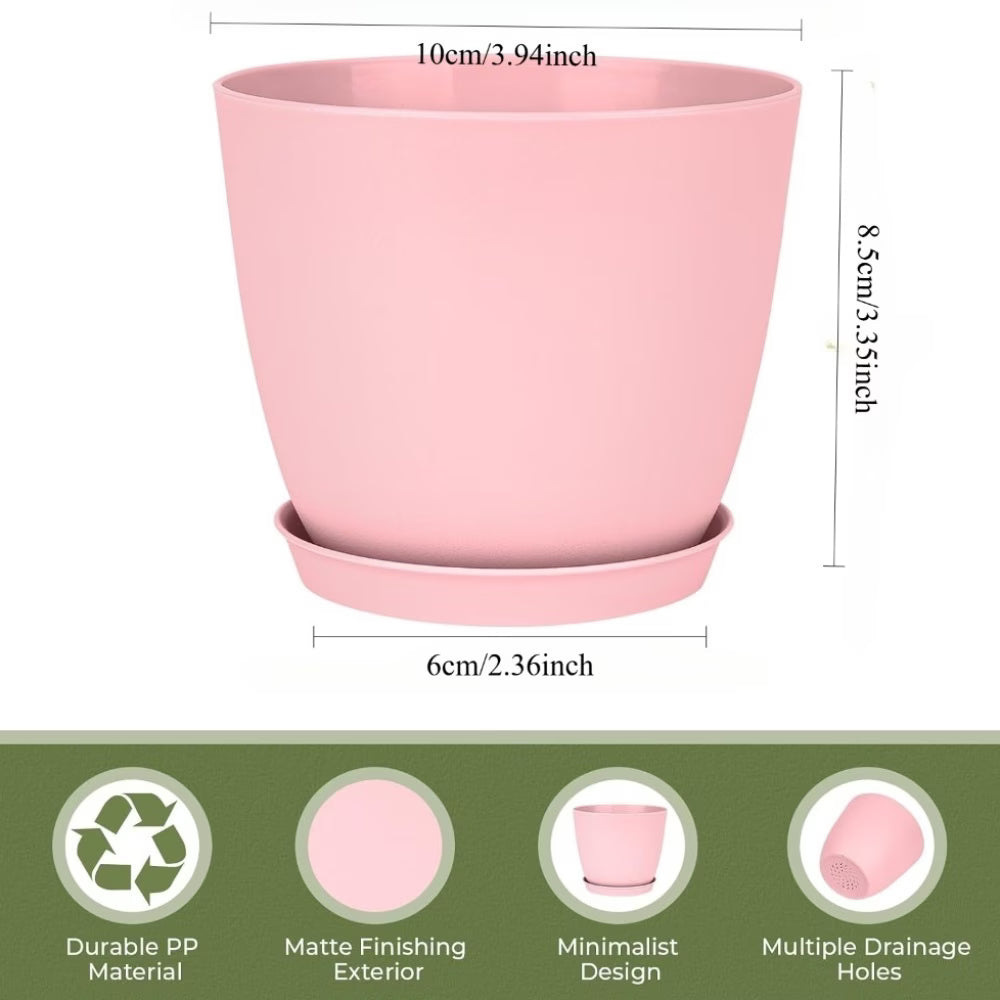 Pots de fleurs d'intérieur en plastique, lot de 9 à soucoupes