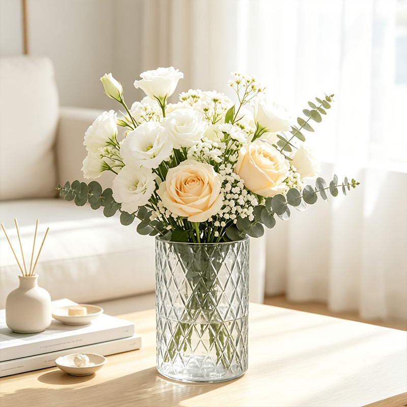 Pot de fleur en verre, vendu en lot, transparent, gros plan