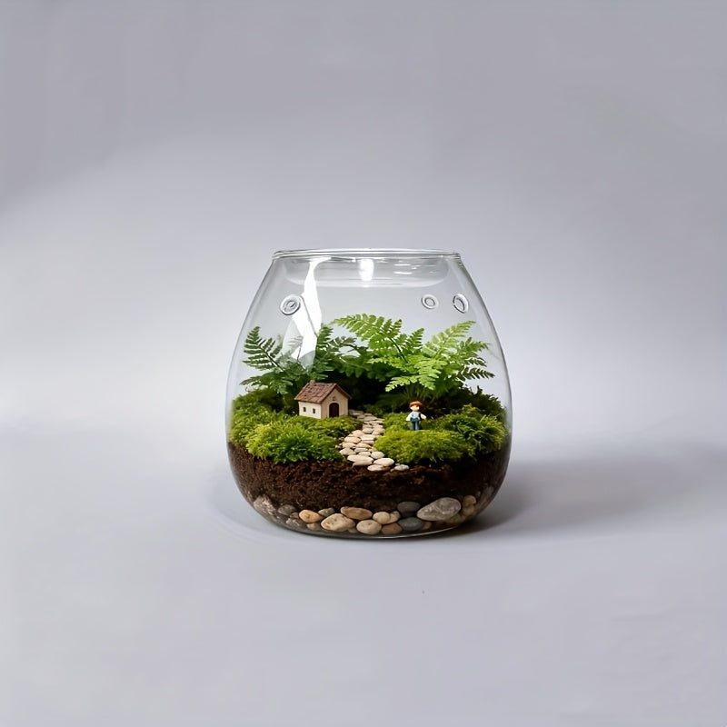Pot de fleur en verre, rond pour bonsaï, mise en situation