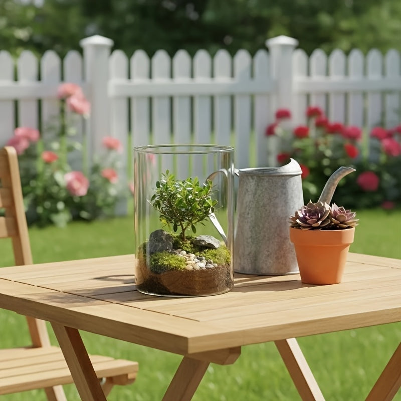 Pot de fleur en verre, rond avec couvercle, autre angle