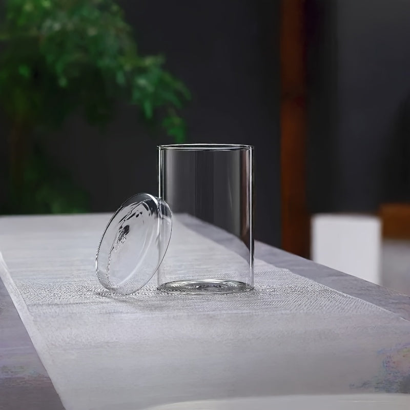 Pot de fleur en verre, rond avec couvercle — détail de la matière : verre