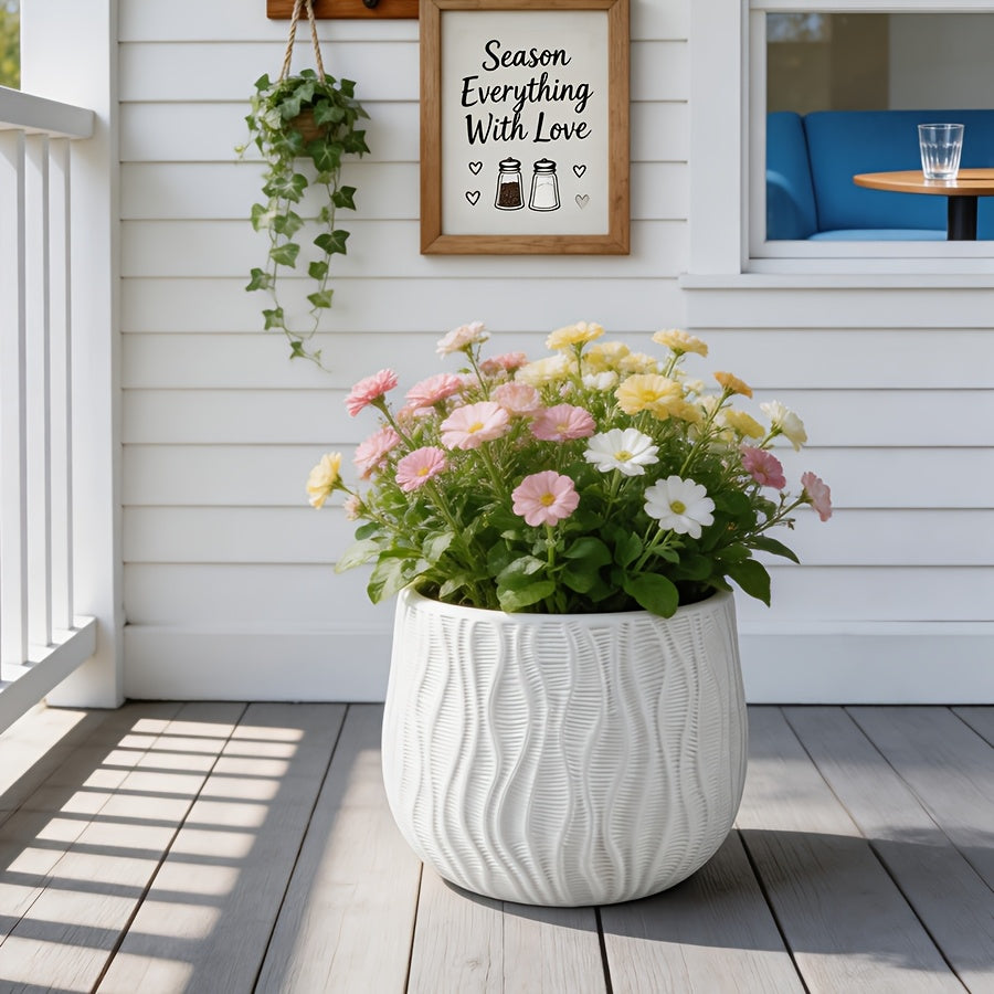 Cache-pot à ondes en relief Ø 20 à 35 cm — Blanc ou noir