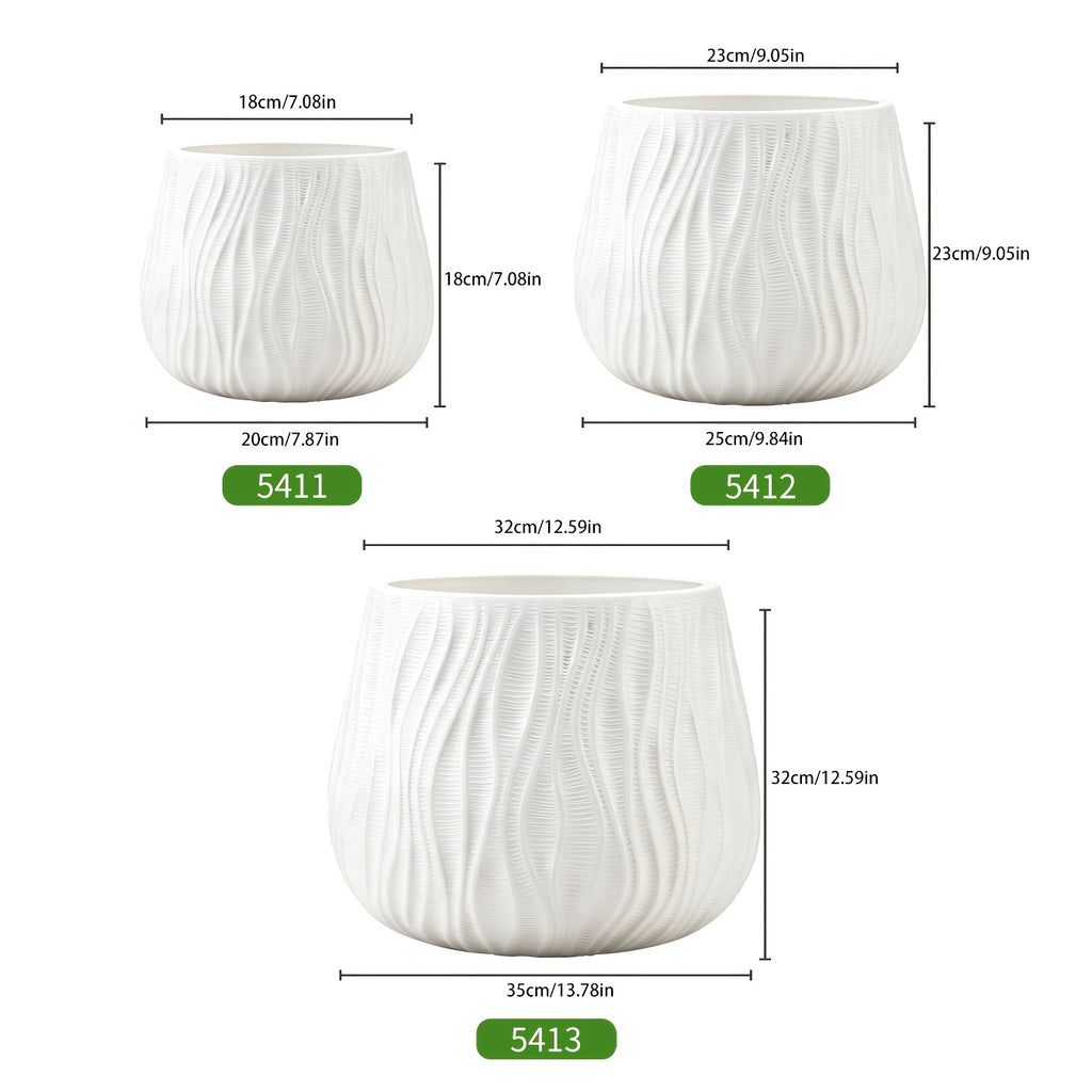 Cache-pot à ondes en relief Ø 20 à 35 cm — Blanc ou noir